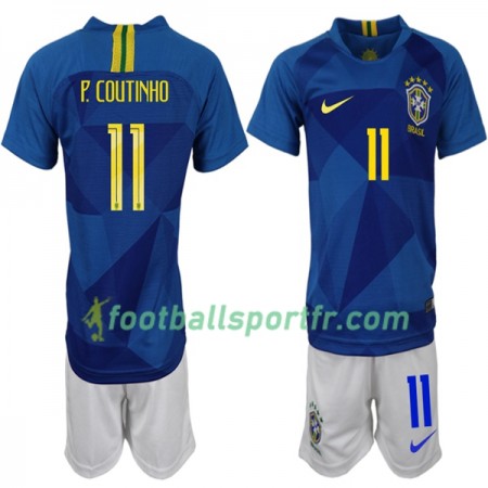 Tenue Brésil P. Coutinho 11 Enfant Extérieur Coupe du monde 2018 Maillot de Foot